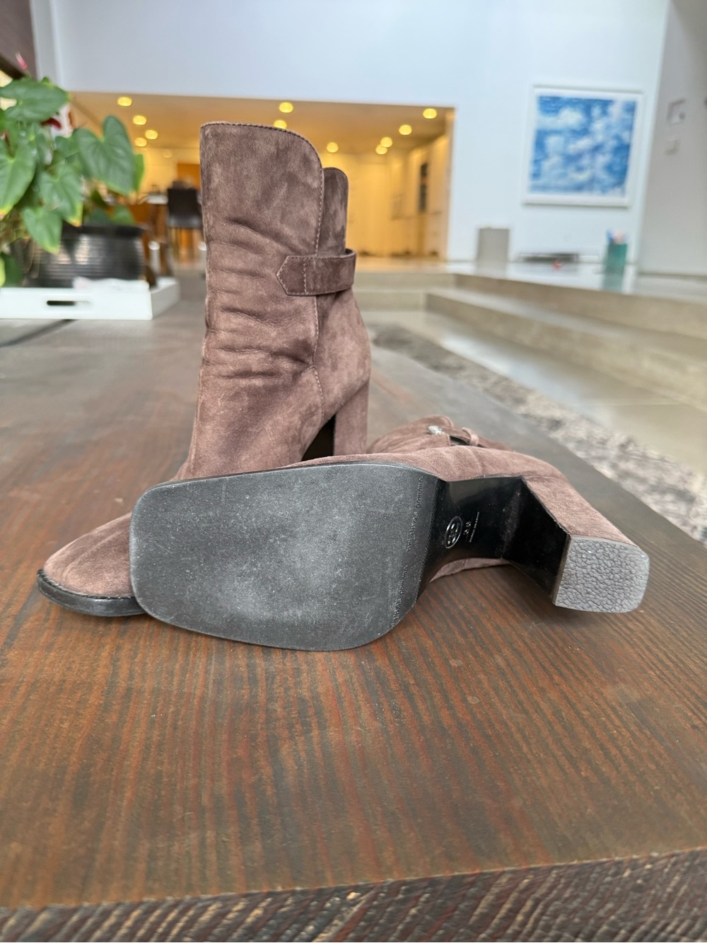 CHANEL Brown Suede Buckle Ankle Boots - Picture 5 of 7